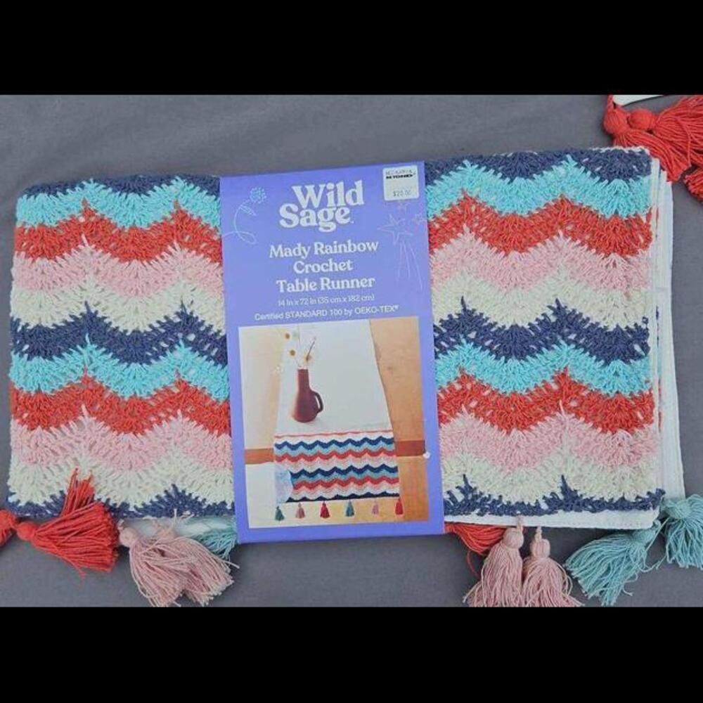 Wild sage Mady rainbow table runner and six place mats. New